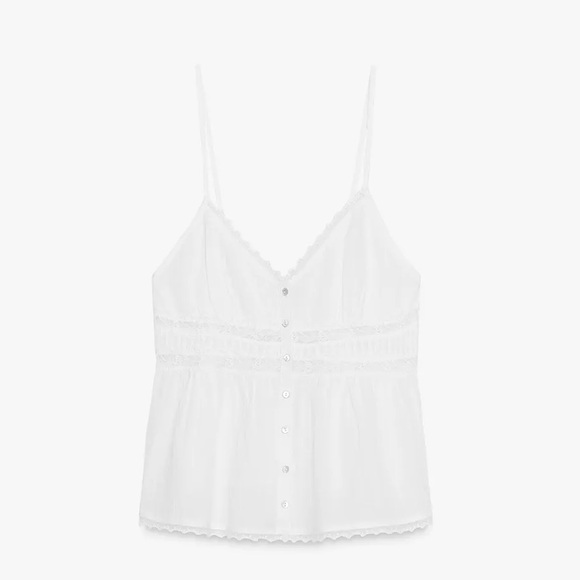 Zara Cinched waist top white lace summer - Picture 5 of 10